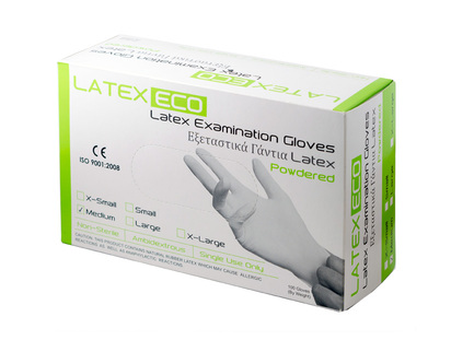 ALFACARE - LATEX ECO Εξεταστικά Γάντια με Πούδρα Extra Large - 100τεμ.
